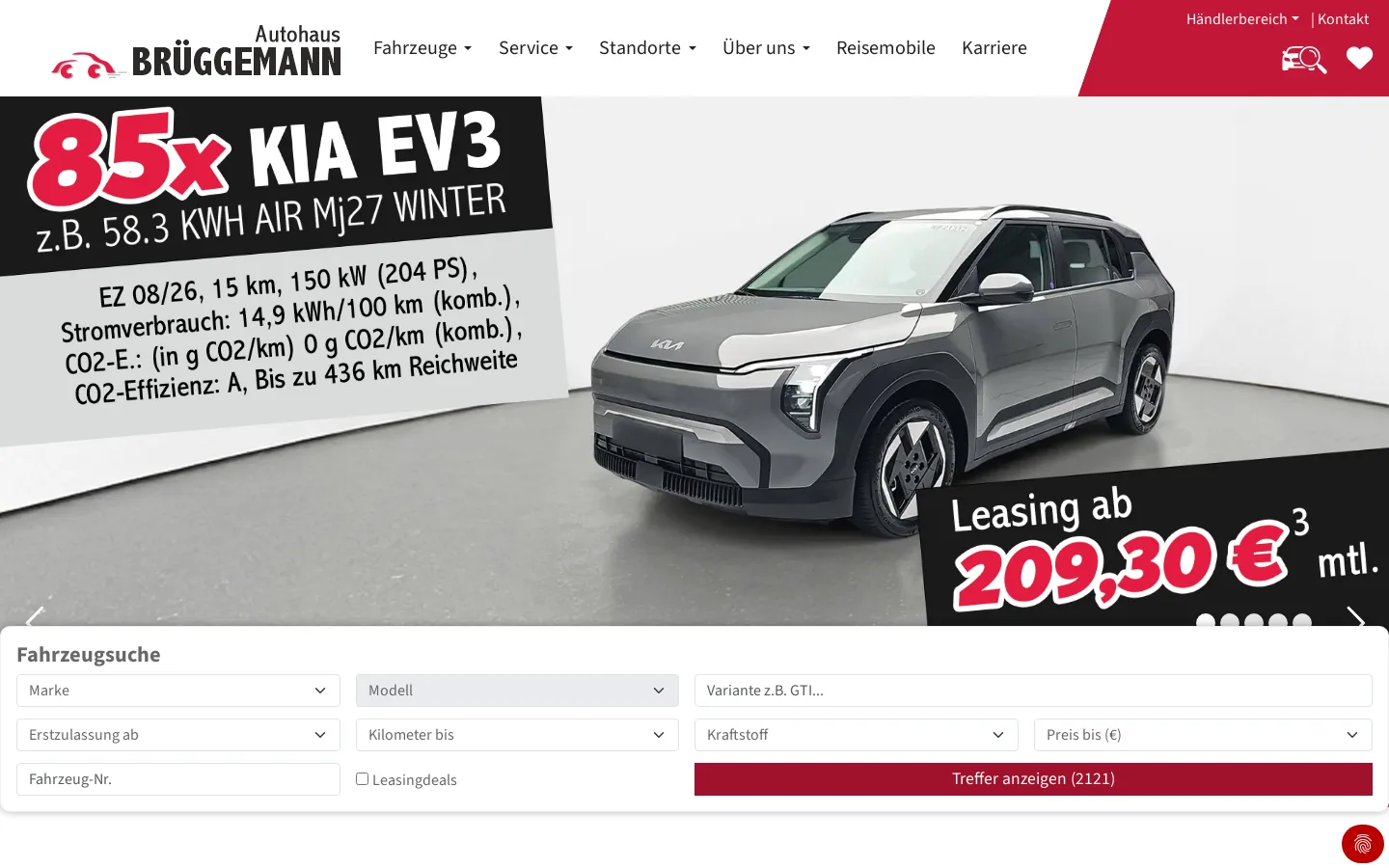 Startseite des Autohauses Brüggemann