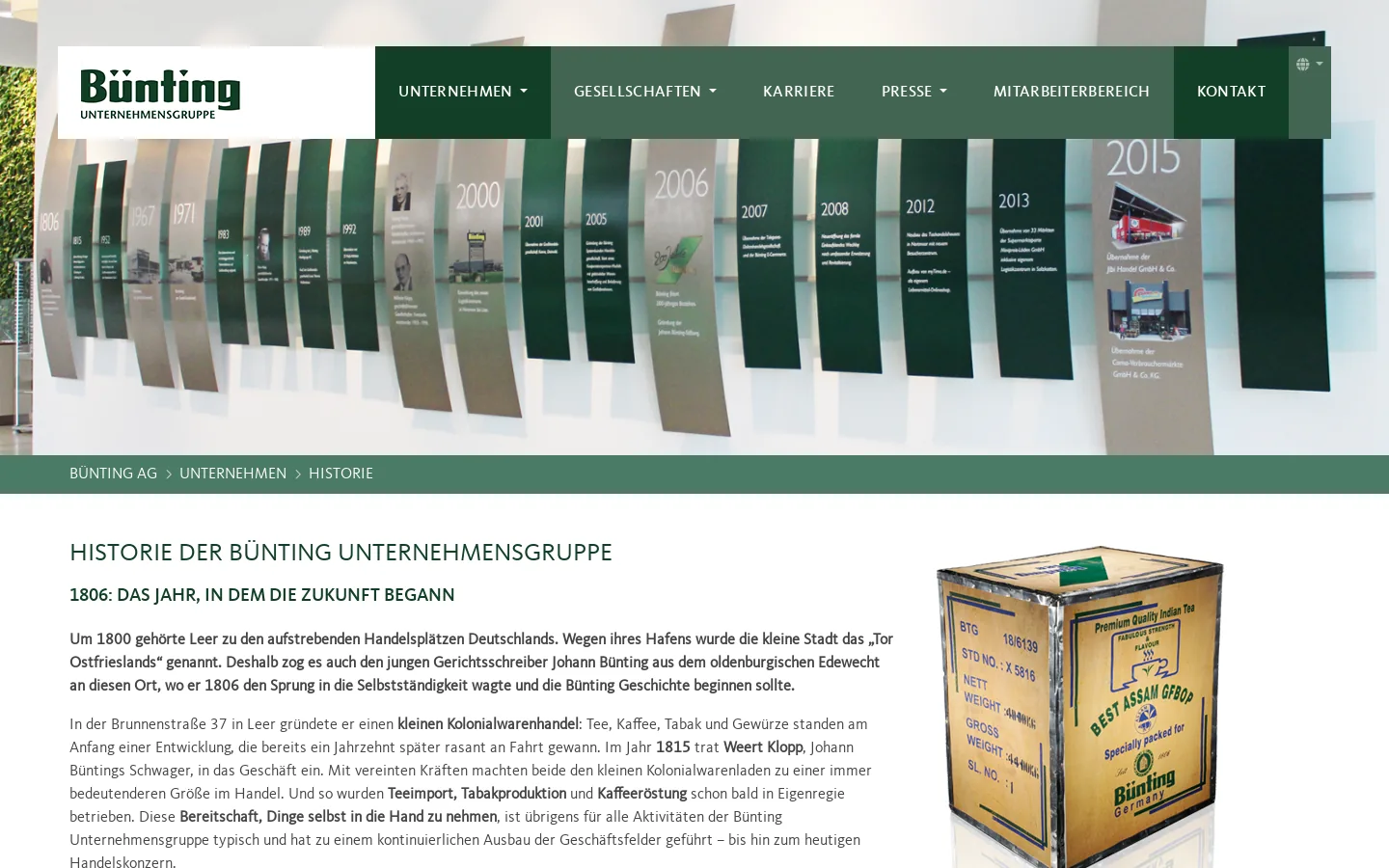 Historie der Bünting Unternehmensgruppe