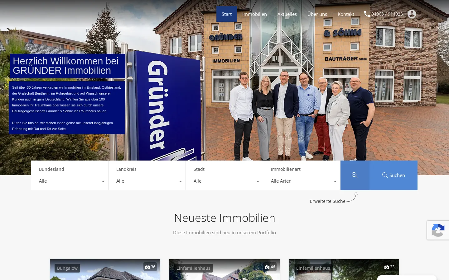 Startseite von Gründer Immobilien