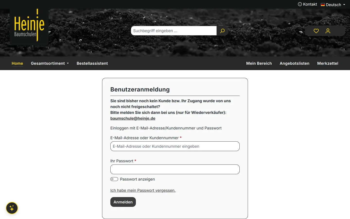 Screenshot der Website von Diderk Heinje Pflanzenhandel
