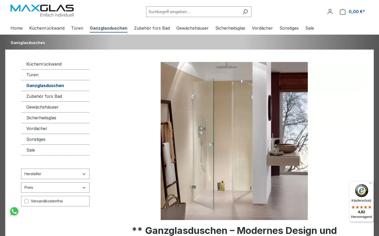 Ganzglasduschen bei Max Glas