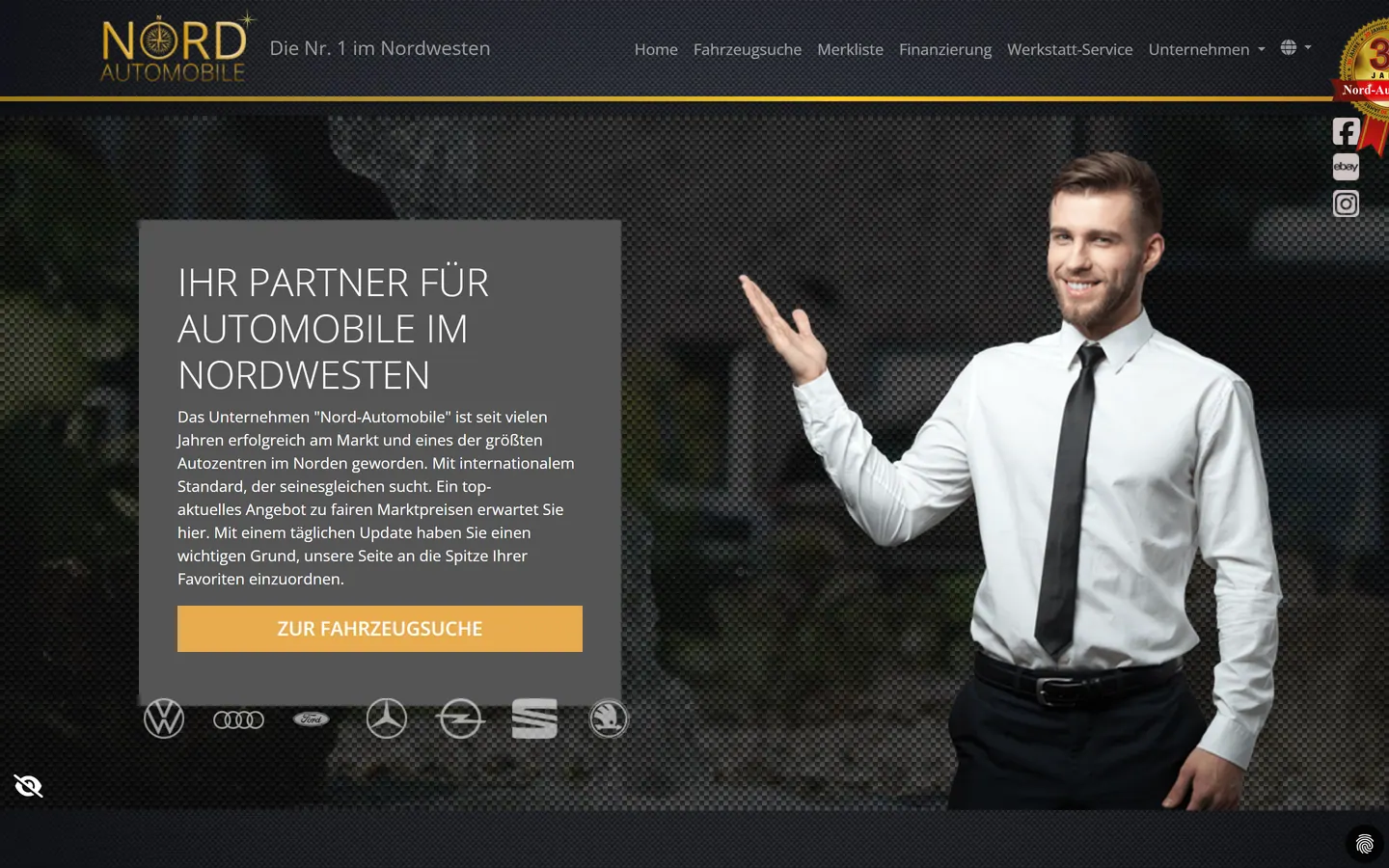 Screenshot der Website von Nord Automobile