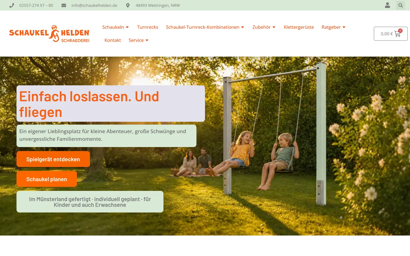 Screenshot der Website von SchaukelHelden