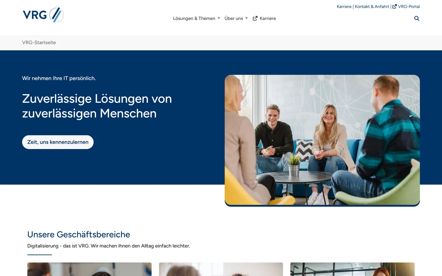Screenshot der Website von VRG